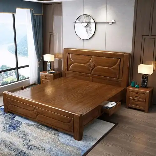 2米 黄金梨木全实木床主卧室2米2.2双人床现代中式1.8米大床婚床1.