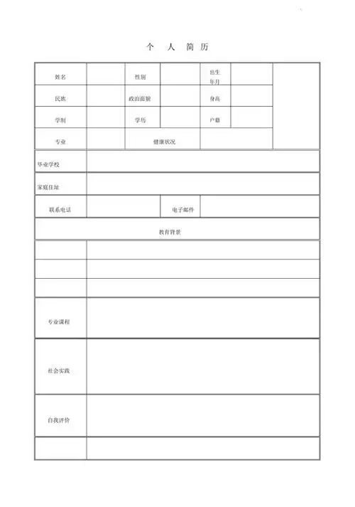个人简历模板表格式