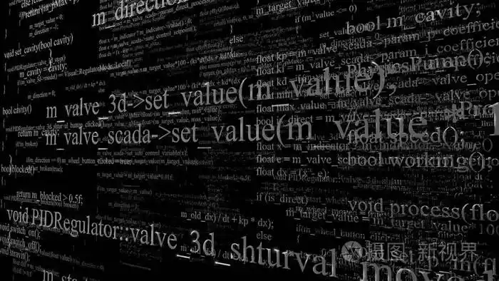 软件源代码.黑色背景上的程序代码层