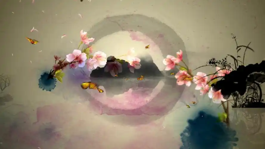 江南水乡蝴蝶花瓣中国风唯美古典