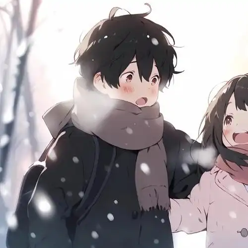 下雪拥抱吧363436373039动漫情侣头像