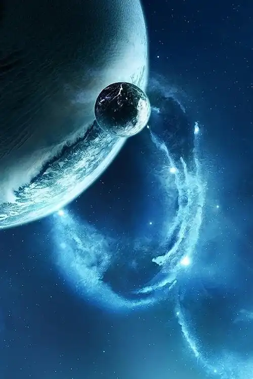 iphone 壁纸 太空中的蓝色星系星球美景