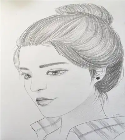 丸子头美女侧颜画法