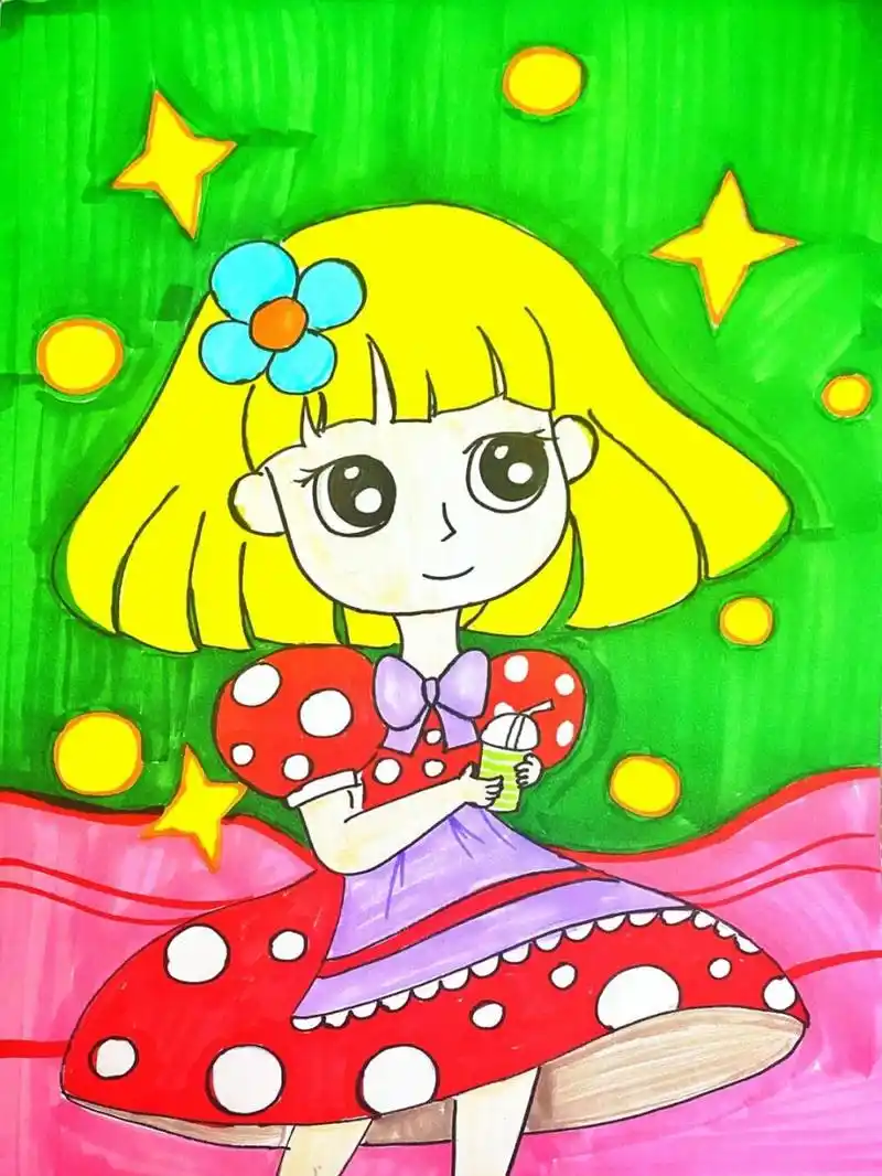 动漫女生 #马克笔# #卡通画# #儿童画# #动漫# #动漫女生