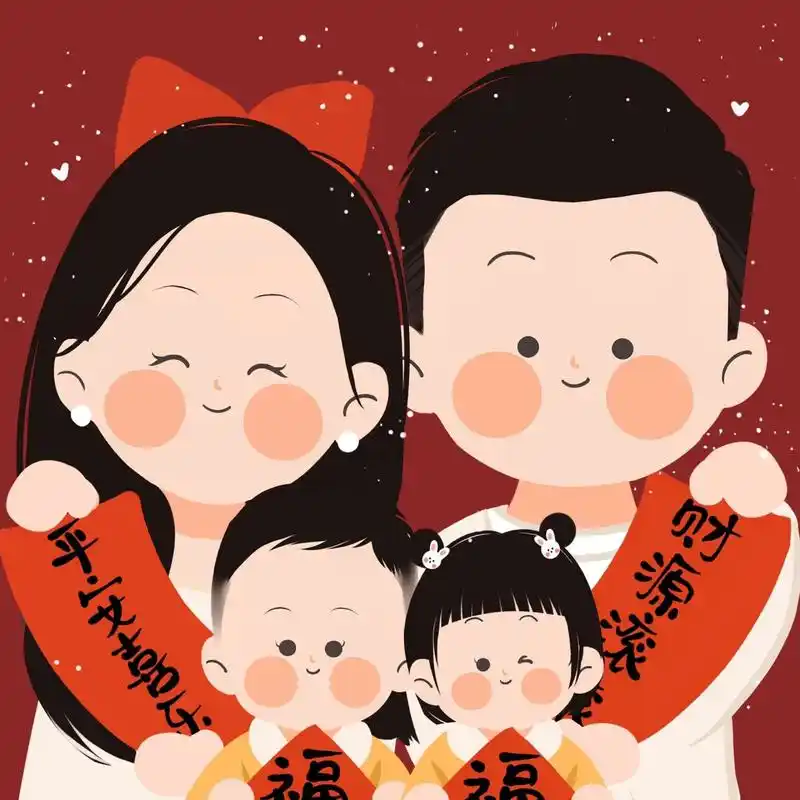 7815一家四口(兄妹版)头像来啦!真的好喜庆05 太可爱啦!