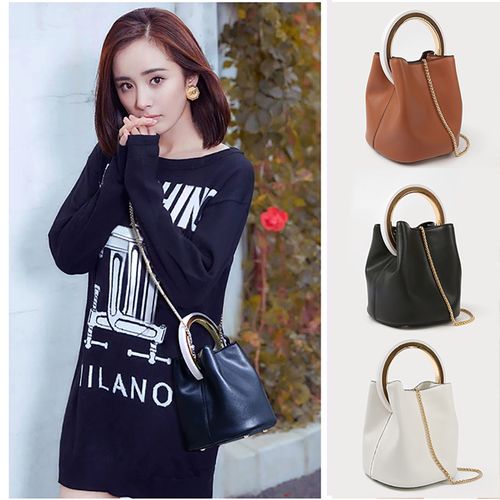 杨幂明星同款小包包女圆环手拎包百搭斜挎手提包智仙生链条水桶包