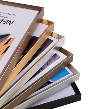 岭上人家新款立体斜边铝合金相框拉丝窄边框海报框证书框钛金色70100