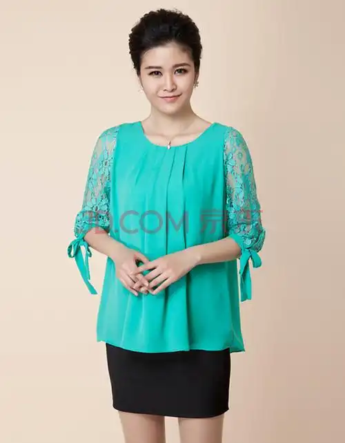 2014年装新款胖妈妈上衣t恤衫中老年女装夏装半袖加肥加大宽松七分袖