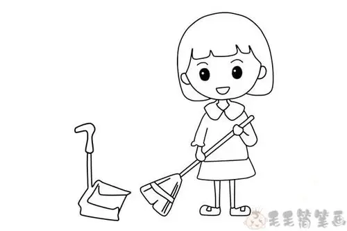 打扫卫生的小女孩简笔画