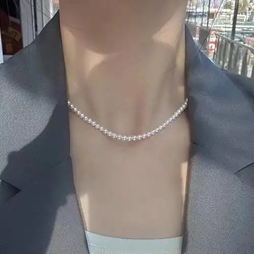 5mm天然淡水珍珠项链小米珠项链baby链锁骨链极光几乎无瑕-阿里巴巴