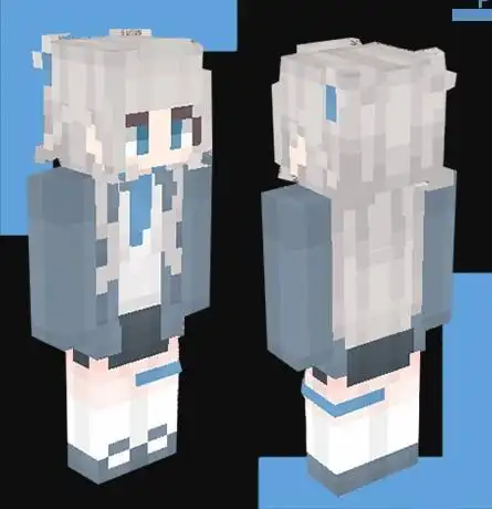 皮肤mod"是一款原创的皮肤外观,白色长发和蓝色长袖的可爱少女外观