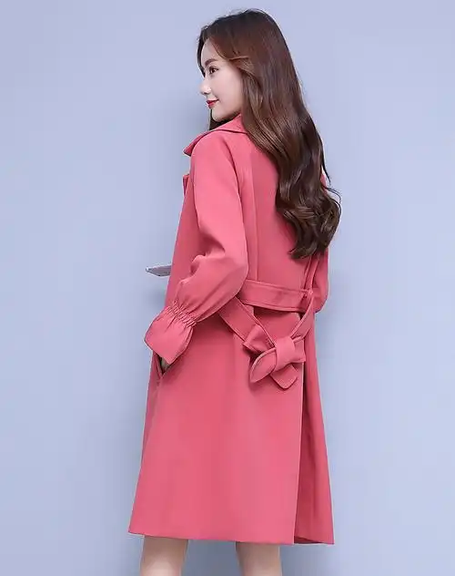 春装 翻领喇叭袖口中长款女款风衣