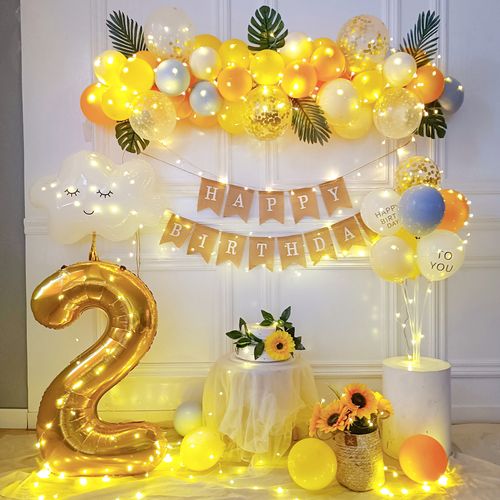 网红ins男生女孩宝宝一周岁儿童生日装饰场景布置派对气球背景墙