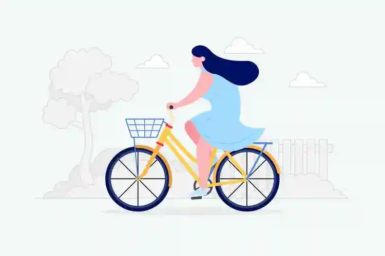 骑自行车场景矢量插画ridingbicycleillustration