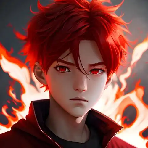 男生红色头像烈焰风格