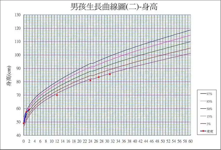 世界卫生组织公告之男孩生长曲线表