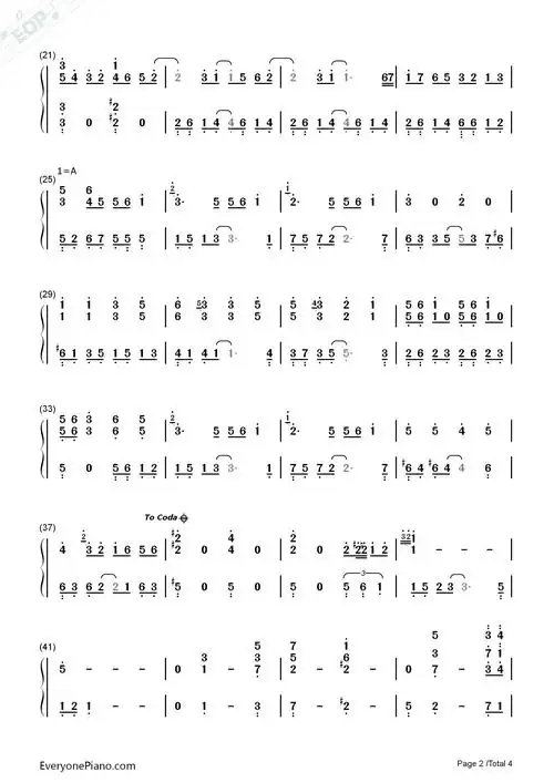 爱爱爱-方大同双手简谱预览2