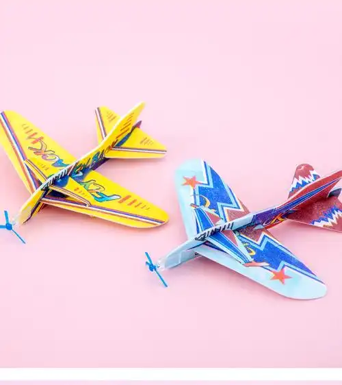 手抛回旋飞机儿童diy拼装飞机模型360度魔术回旋飞机航空模型礼物