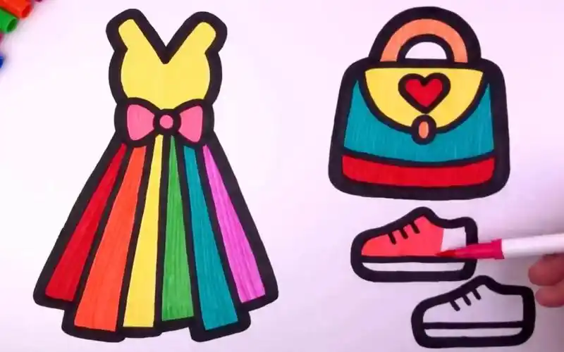 儿童简笔画教孩子画裙子包鞋