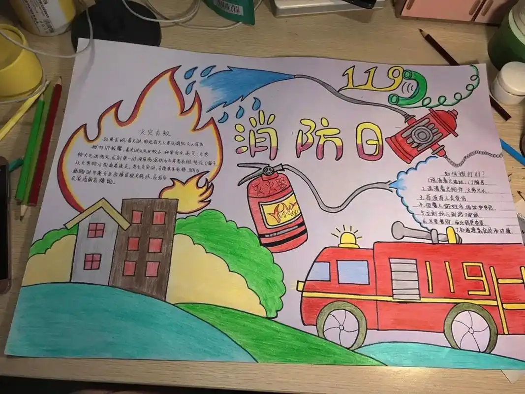 消防 手抄报 消防03安全 消防日 简单手抄报