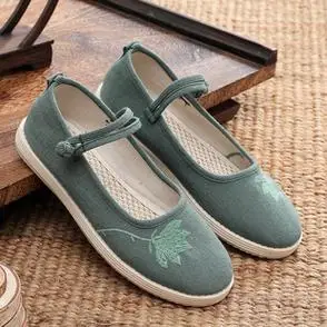 平底绣花鞋素荷春夏新款老北京布鞋女民族风汉服软底古风舞蹈鞋
