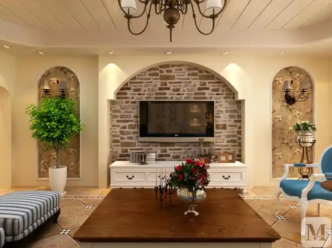 简欧客厅背景墙装修效果图