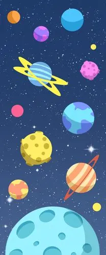 卡通宇宙星球无缝背景