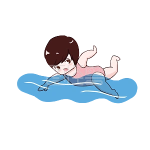 手绘卡通夏季游泳
