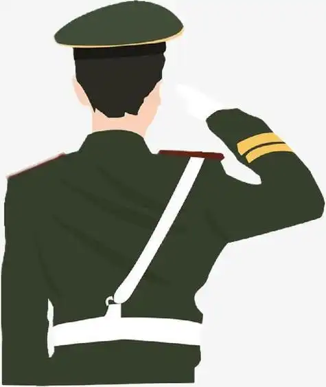 简笔画小人敬礼背影