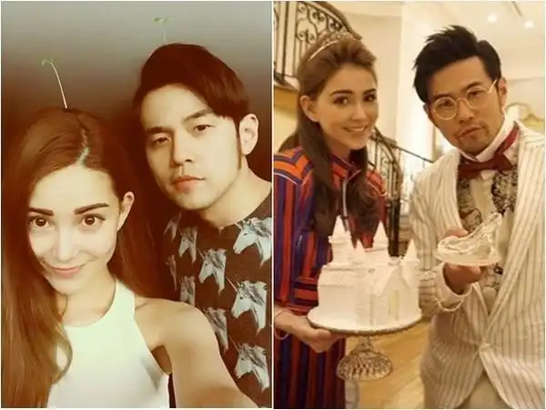 昆凌性感露香肩美背 灿笑侧身紧贴周杰伦合照