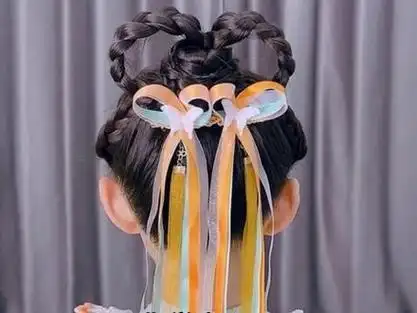 277530#创作灵感 儿童古风编发,7-12岁中长发都可以奥#儿童