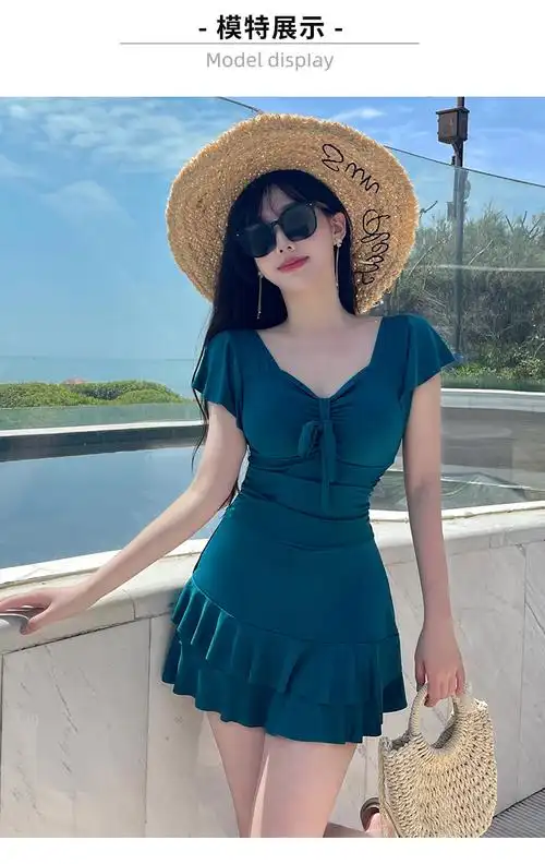 大码泳衣女胖mm遮肚显瘦保守裙式连体宽松加肥加大微胖女孩泡温