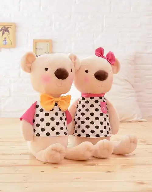 metoo毛绒玩具专场直发货(混合) 呆萌小宠情侣小熊黑色波点中号