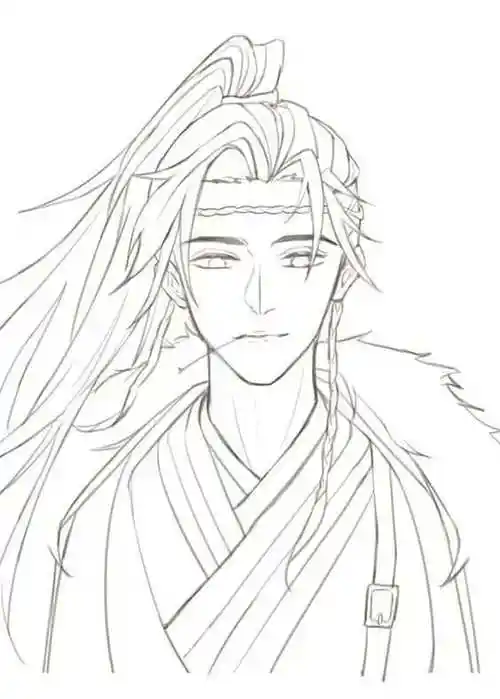古风男子手绘线稿,临摹学画