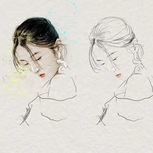 手绘线稿头像张子枫参考自张子枫