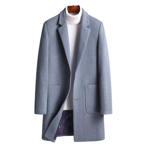 秋冬新款毛呢修身外套中长款风衣男加厚毛呢男装aulx羊毛大衣男式