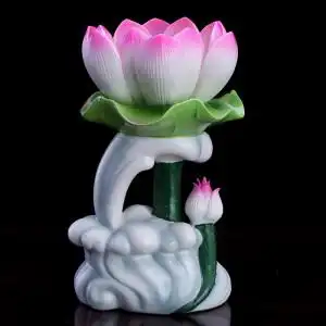 德化陶瓷莲花烛台供佛酥油灯座长明灯蜡烛台底座供佛灯架佛前供灯