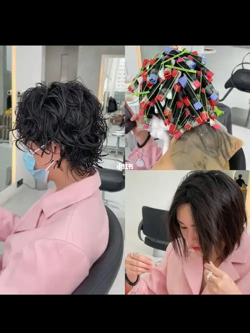 俏皮短发日系烫发过程