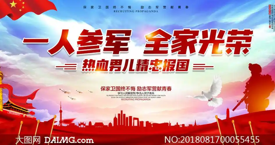精忠报国征兵宣传展板psd素材