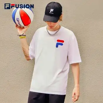 filafusion斐乐潮牌男子短袖t恤2022夏季时尚logo宽松圆领上衣白色wt1