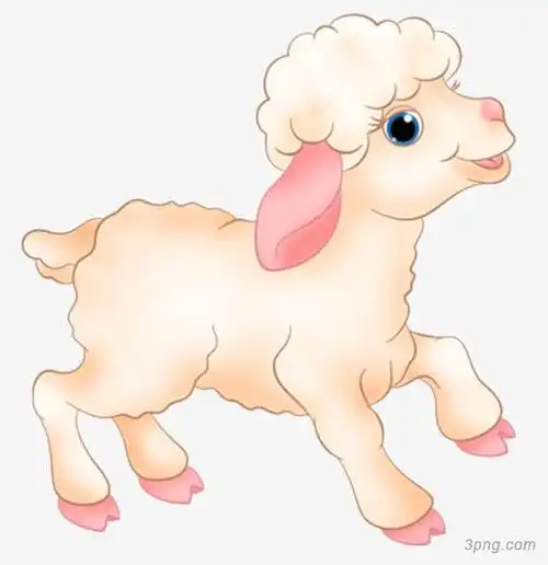 一头粉色绵羊png素材透明免抠图片卡通手绘