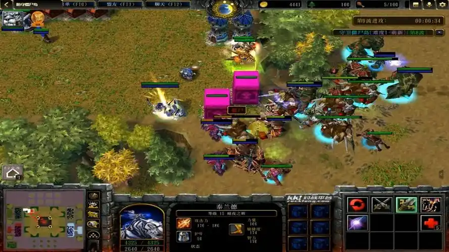 kk对战平台魔兽争霸rpg地图防守僵尸岛,实机试玩操作演示