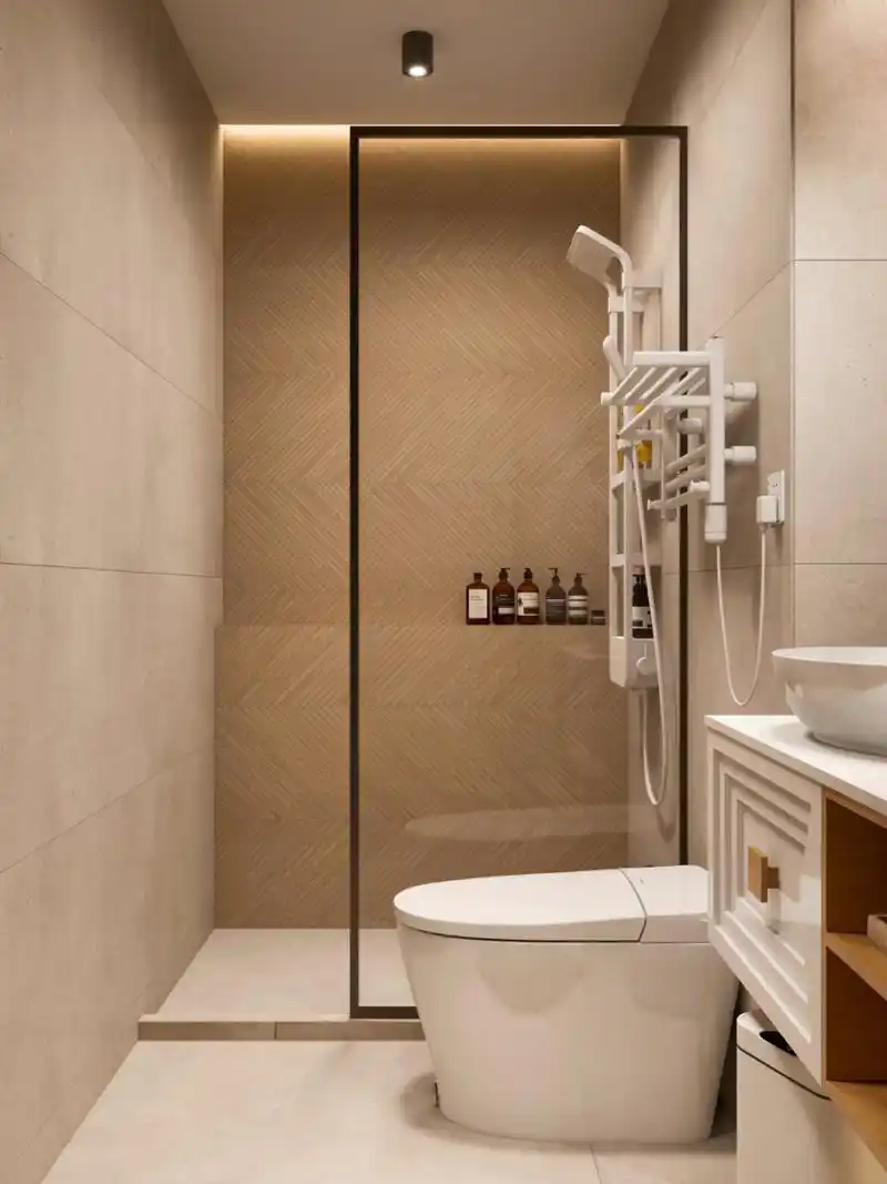 4平方简约风浴室78简而不凡的浴室装修设计 98整个浴室空间采用了