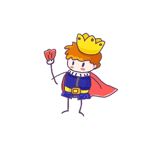 童话风可爱手绘q版卡通王子国王皇冠手杖