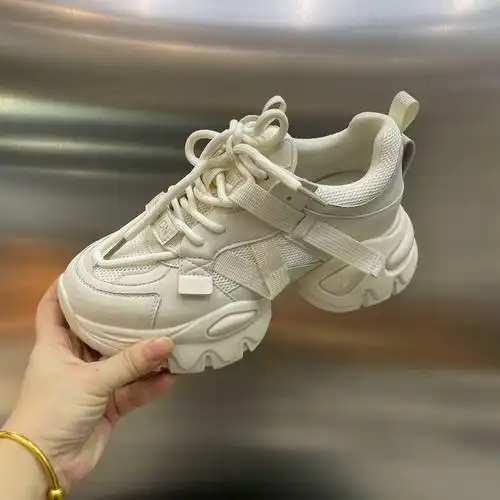 欧货真皮老爹鞋女ins潮2023秋新款增高小个子松糕厚底运动休闲鞋