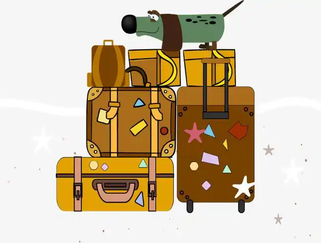 矢量手绘行李箱