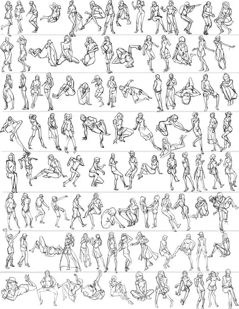 procreare手绘素材|人物动作素材分享 昨天断更一天 希望大家有联系哦