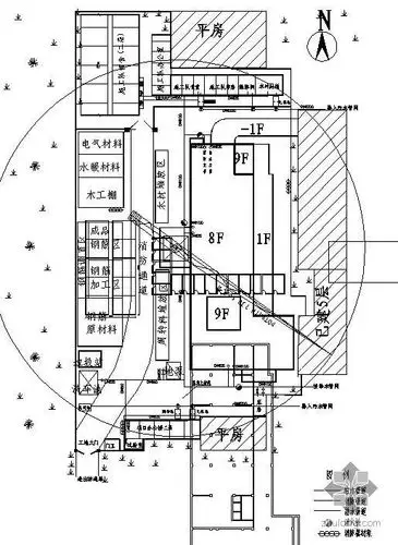 [分享]施工现场平面布置图办公楼资料下载