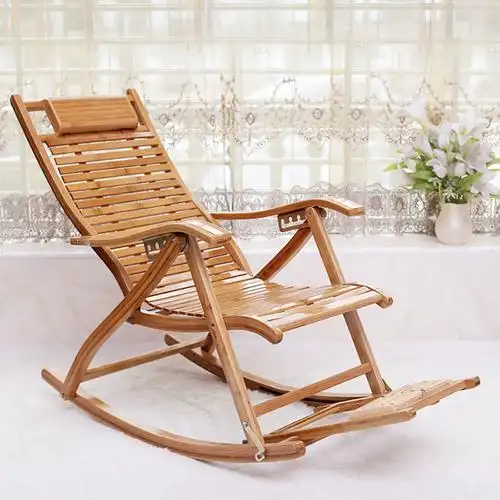 躺椅折叠午休家用阳台老人休闲睡床竹子逍遥凉椅成人摇摇椅免安装