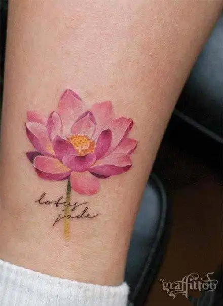 出淤泥而不染的粉红荷花纹身图案69